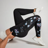 Running Pantalones deportivos de yoga con estampado floral de talla grande