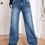 EZwear Jeans de pierna ancha para mujer con ajuste holgado y bolsillos