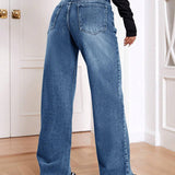 EZwear Jeans de pierna ancha para mujer con ajuste holgado y bolsillos