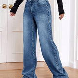 EZwear Jeans de pierna ancha para mujer con ajuste holgado y bolsillos