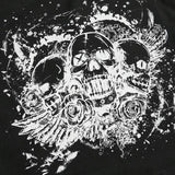 Grunge Punk Camiseta de manga corta y a grande ajustada con impresion de calaveras y rosas florales para un look sey y casual