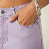 Haute Conjunto de pantalon casual de mezclilla y top tubo de mujer de un solo boton