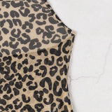 Swim SXY Vestido cubre-banador de cuello halter con estampado de leopardo para mujeres para la playa en verano, estampado aleatorio
