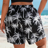 VCAY Shorts informales para playa de talla grande con estampado al azar para uso diario