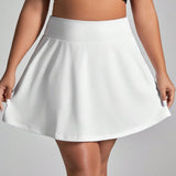 Daily&Casual Falda pantalon deportiva de cintura alta y ocio para mujeres de talla grande de unicolor