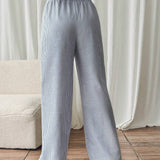 Frenchy Pantalones casuales para mujeres con cintura con cordon, corte recto a rayas, pliegues y bolsillos