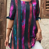 EMERY ROSE Camisa casual de verano para mujeres, con manga corta holgada y rayas