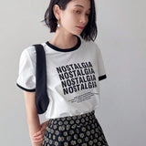 FRIFUL Camiseta casual de manga corta con cuello redondo para mujer con lema impreso para verano