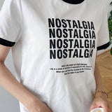 FRIFUL Camiseta casual de manga corta con cuello redondo para mujer con lema impreso para verano