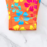 Fondo de bikini con estampado floral en toda la prenda y lazos a los lados para playa de verano (estampado aleatorio)