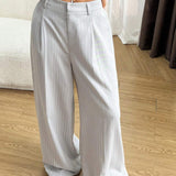 EZwear Pantalones casuales sueltos de mujer con pierna ancha plisada a rayas