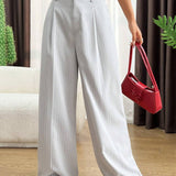 EZwear Pantalones casuales sueltos de mujer con pierna ancha plisada a rayas