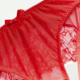 Panties de encaje con lazo decorativo y combinacion de unicolor para mujeres