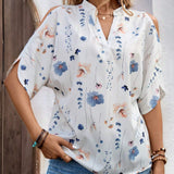 SHEIN LUNE Camisa floral de moda de verano para mujer