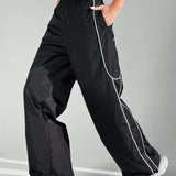 EZwear Pantalones informales para el trabajo diario con ribetes de colores contrastantes