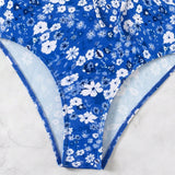 VCAY Traje de bano de una pieza con estilo de flores azules para mujeres de vacaciones