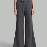 Ontre Pantalon largo versatil y elegante para mujeres con campana solida para el trabajo diario y para cualquier ocasion