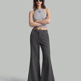 Ontre Pantalon largo versatil y elegante para mujeres con campana solida para el trabajo diario y para cualquier ocasion