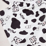 Conjunto de pijama para mujer de 2 piezas, holgado, lindo diseno de vaca impreso en camiConjuntoa de manga corta y pantalones cortos, ropa comoda de ocio