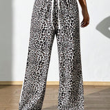 EZwear Pantalones informales de mujer con estampado de leopardo Y2K