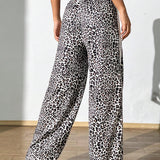 EZwear Pantalones informales de mujer con estampado de leopardo Y2K