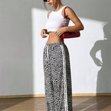 EZwear Pantalones informales de mujer con estampado de leopardo Y2K