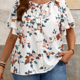 Camisa de verano de mujer de a grande con estampado floral