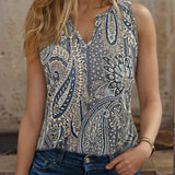 Blusa Sin Mangas Con Estampado Paisley Para Mujer