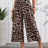 VCAY Pantalones de longitud 7/8, sueltos para mujer con diseno de leopardo y cintura elastica