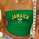 EZwear Top de tubo verde con impresion jamaicana