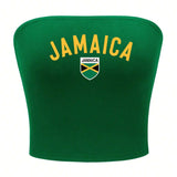 EZwear Top de tubo verde con impresion jamaicana