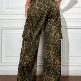 EZwear Pantalones de trabajo casuales y modernos para mujer, con corte holgado y bolsillos
