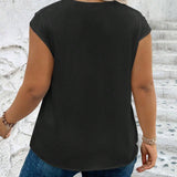 Blusa casual de cuello en V solido para uso diario en as grandes