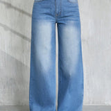 Tall Jeans de pierna ancha de cintura alta de mujer, ajuste holgado casual, azul