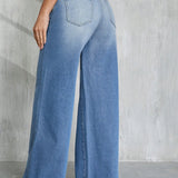 Tall Jeans de pierna ancha de cintura alta de mujer, ajuste holgado casual, azul