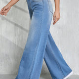 Tall Jeans de pierna ancha de cintura alta de mujer, ajuste holgado casual, azul