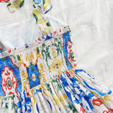 WYWH Vestido mini estilo siciliano retro con tirantes de lazo y corte en A de colores para vacaciones de verano de mujer