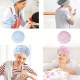 2 piezas Gorros de ducha elasticos y impermeables reutilizables, gorro de ducha de gran tamano para el cuidado del cabello de la mujer, salon, bano, relajacion en el hogar