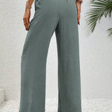 LUNE Pantalones de pierna ancha con cintura ajustable por cordon