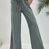 LUNE Pantalones de pierna ancha con cintura ajustable por cordon