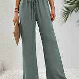 LUNE Pantalones de pierna ancha con cintura ajustable por cordon