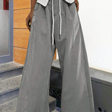 Slayr Pantalones de pierna recta de talle medio con estampado gris en la cintura -Z, estilo callejero