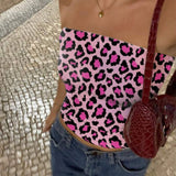 EZwear Top de tubo con estampado de leopardo, se puede usar como ropa interior o exterior, para chicas/mujeres a la moda