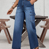 LUNE Jeans de carga con bolsillos de solapa en los lados