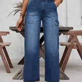 LUNE Jeans de carga con bolsillos de solapa en los lados