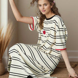 Conjunto de pijama de Enterizo de mujer con rayas, lindo camison para el verano, se puede usar al aire libre