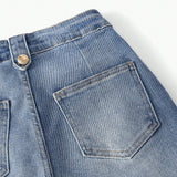 MOTF Classy JEANS AJUSTADOS CON BOLSILLOS EN DIAGONAL Y DETALLE DE BOTON DORADO