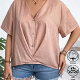 Camisa para mujer de uso diario, sencilla y básica con cuello en V y mangas cortas