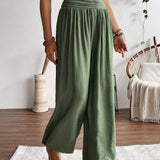 LUNE Pantalones anchos de mujer con diseno de articulacion de bambu desordenado