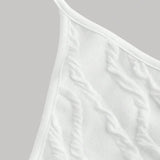 Camisola corta de cuello halter de tela de tetura blanca (a grande)